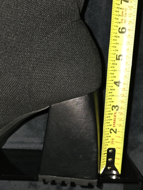NWOT- Black Sock Boot Ankle With A Block Heel - Picture 8 of 10